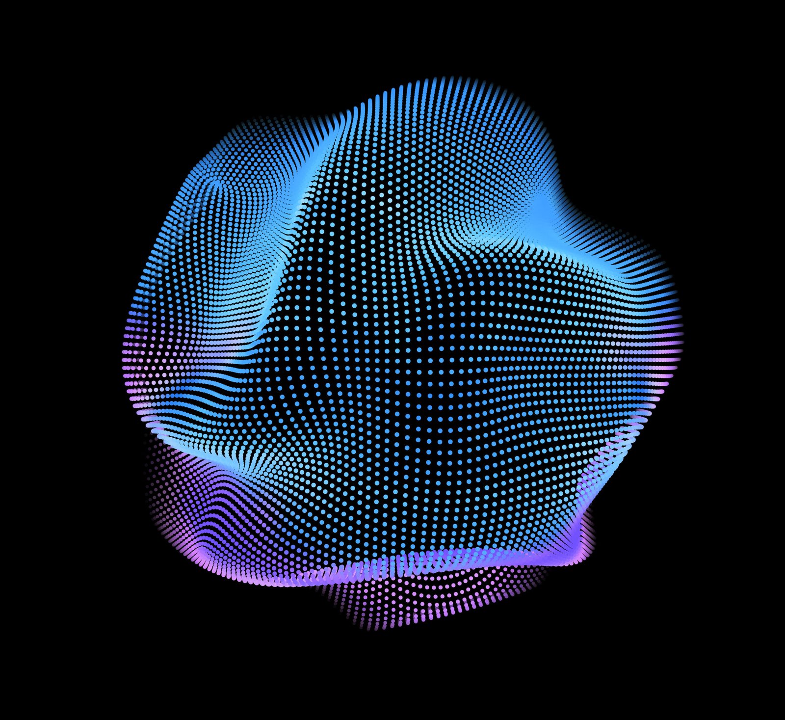 Abstract vector colorful mesh on dark background. Futuristic style card. Elegant background for business presentations. Corrupted point sphere. Chaos aesthetics